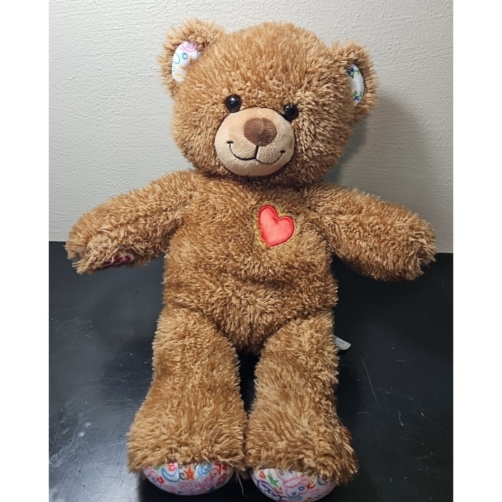 Build A Bear Hearts n Hugs Doodle Paws Brown Teddy Plush Red Heart BAB 2022 *EUC